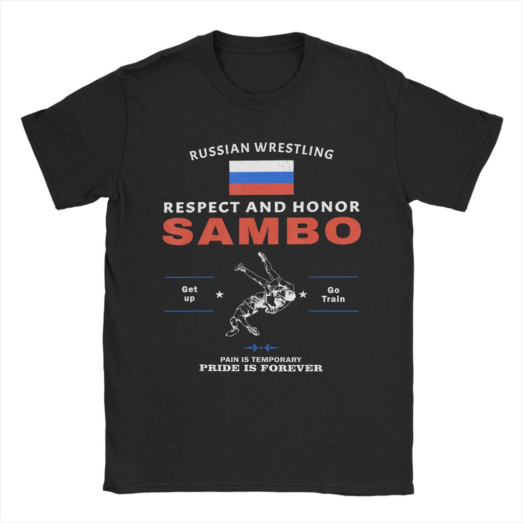 Sambo Russian Fighting Men T Shirts Novelty Tee Shirt Short Sleeve Round Collar TShirts Pure Cotton 4XL 5XL Tops