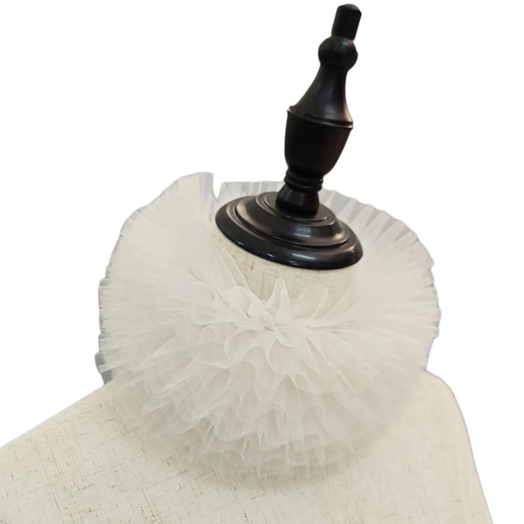 Women Colorful Mesh Layering Ruffled False Collar Ties Up Chokers Shawl Wrap Renaissances Small Neck Ruff Necklace Scarf