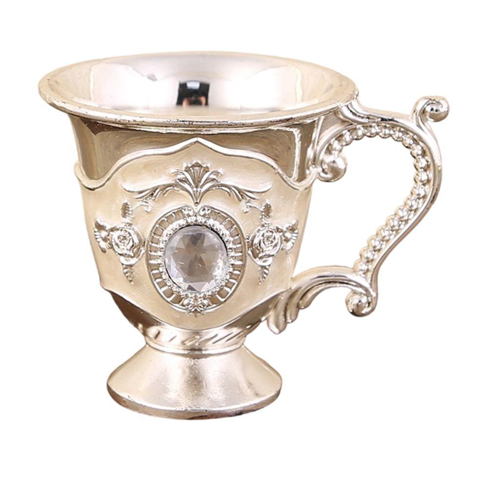 Zinc Alloy Metal Wine Drinking Cup Vintage Goblet for Picnics Bar and Home Use with Inlay 50mm Mouth 54mm Height 30mm Bottom