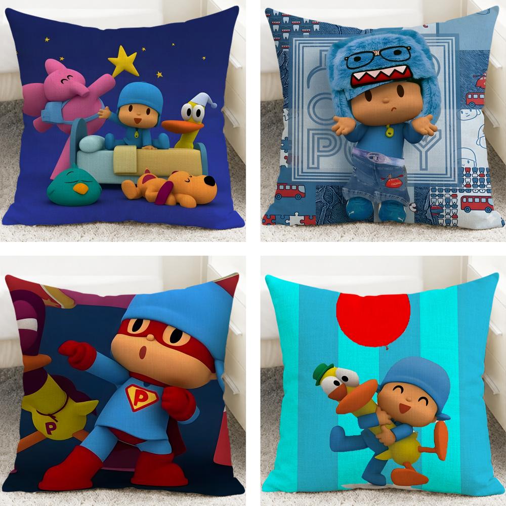 Cartoon Pocoyo Cushion Cover Cushion Covers Natural Linen Breathable Sofa Bedroom Decor Pillowcase
