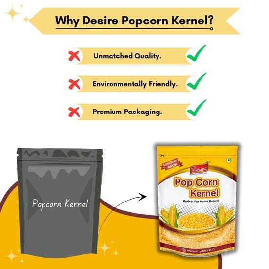Desire Popcorn Kernel Seeds, 1kg | Premium Big Size Gourmet Makkai Popcorn Kernels | Imported, High Expansion for Fluffy Popcorn