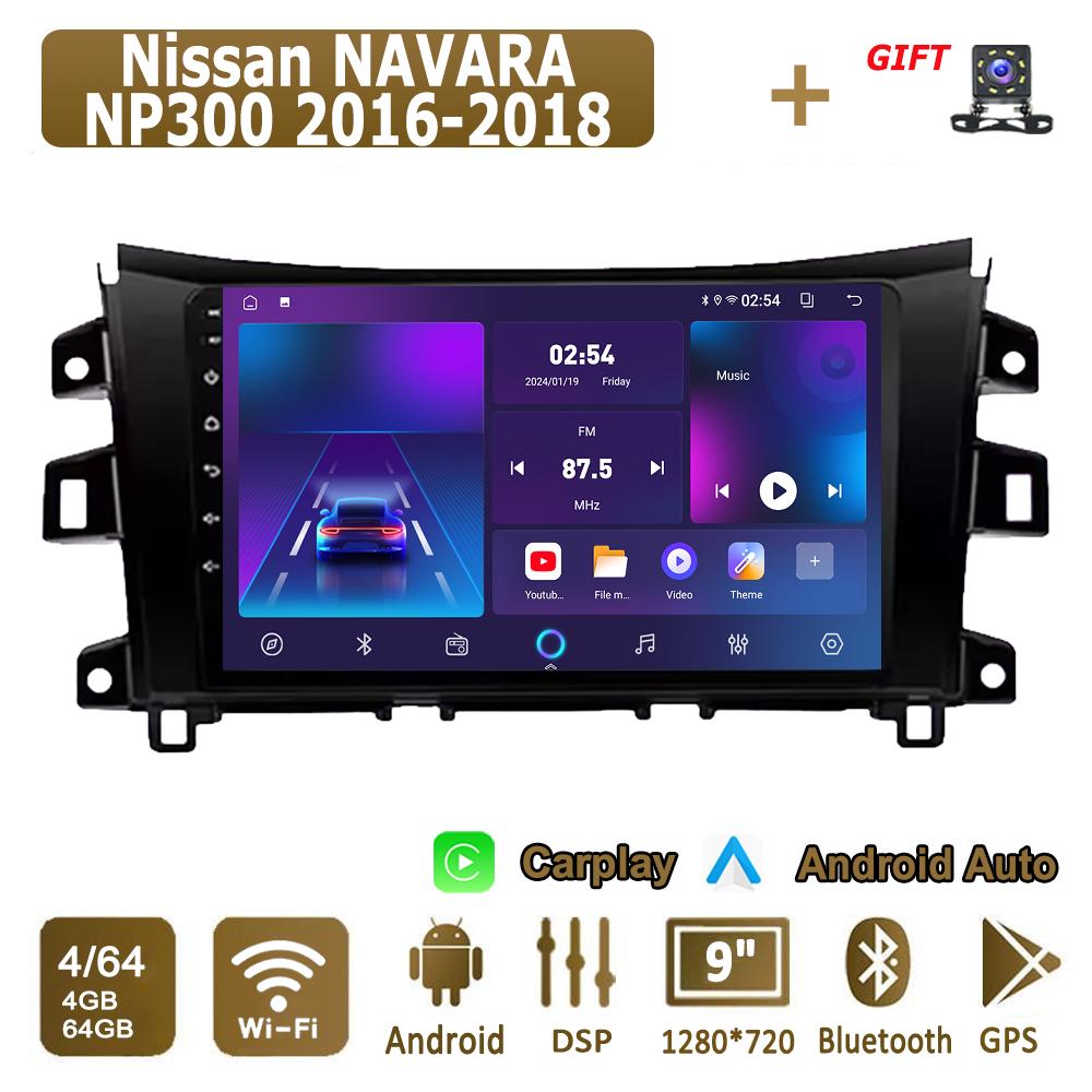 Android Автомагнитола с Carplay для Nissan NAVARA NP300 2016-2018 Мультимедийный проигрыватель Головное устройство Стерео GPS-навигация BT WIFI 4+64 ГБ