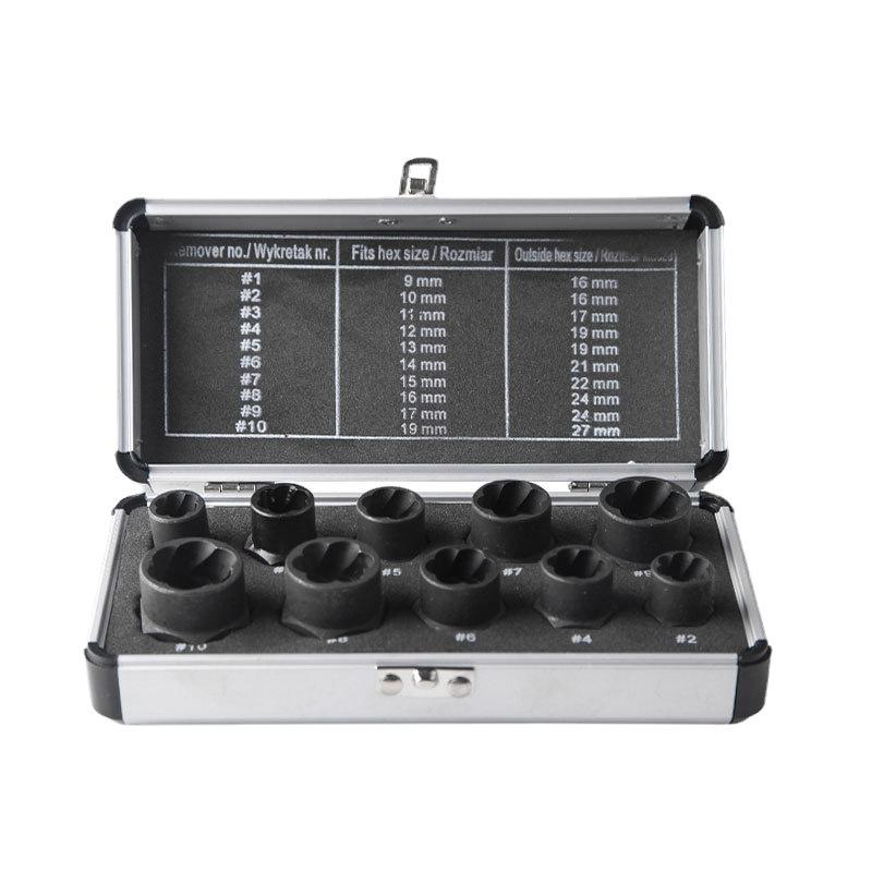 10 Pieces Bolt and Nut Remover Kit, Screw Bolt Extractor Set, Nut Remover Tool with Aluminum Storage Case