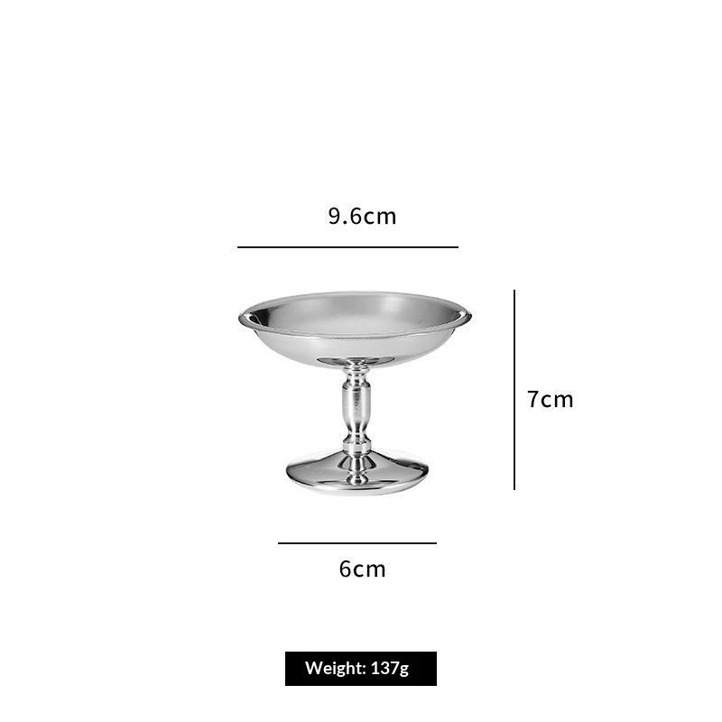 Stainless Steel Retro Dessert Cup High Base Ice Cream Goblet Shatterproof Reusable Salad Bowl for Home Kids Party Use
