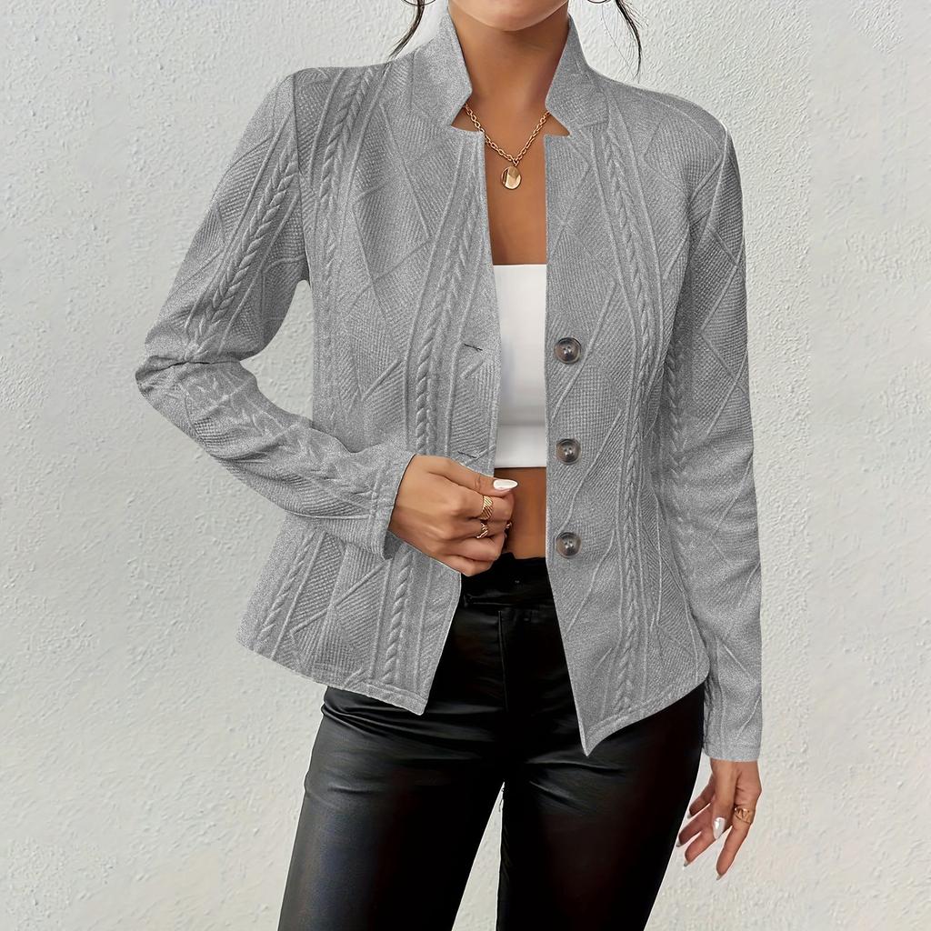 Женский модный однотонный длинный рукав с пуговицами короткий кардиган пальто
