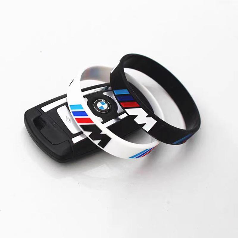 For BMW E46 E90 E60 F30 F10 E39 E36 F20 G20 G30 E92 1/2Pcs Rubber Stretch Wristbands Sports Bracelet Accessories Car Sticker CJ3