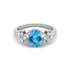8X6MM Oval Swiss Blue Topaz Gemstone 925 Sterling Silver Solitaire Vine-Inspired Women Wedding Ring