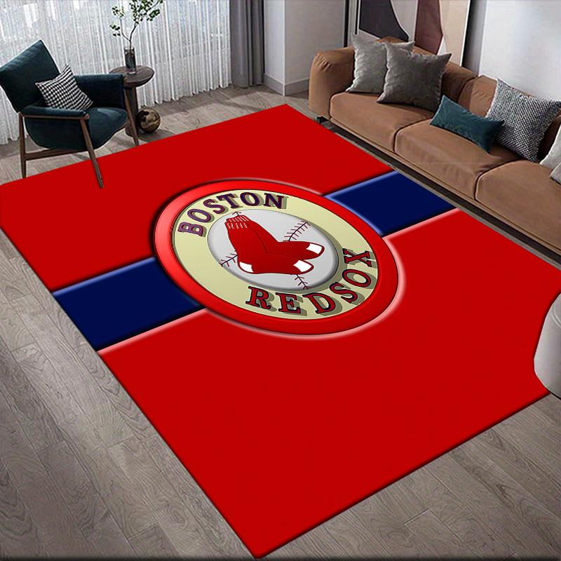 Boston Red Sox2 Flannel Pattern Square Carpet,Area Rug,Carpet Rug for Living Room Bedroom Sofa Playroom Decor,Non-slip Floor Mat