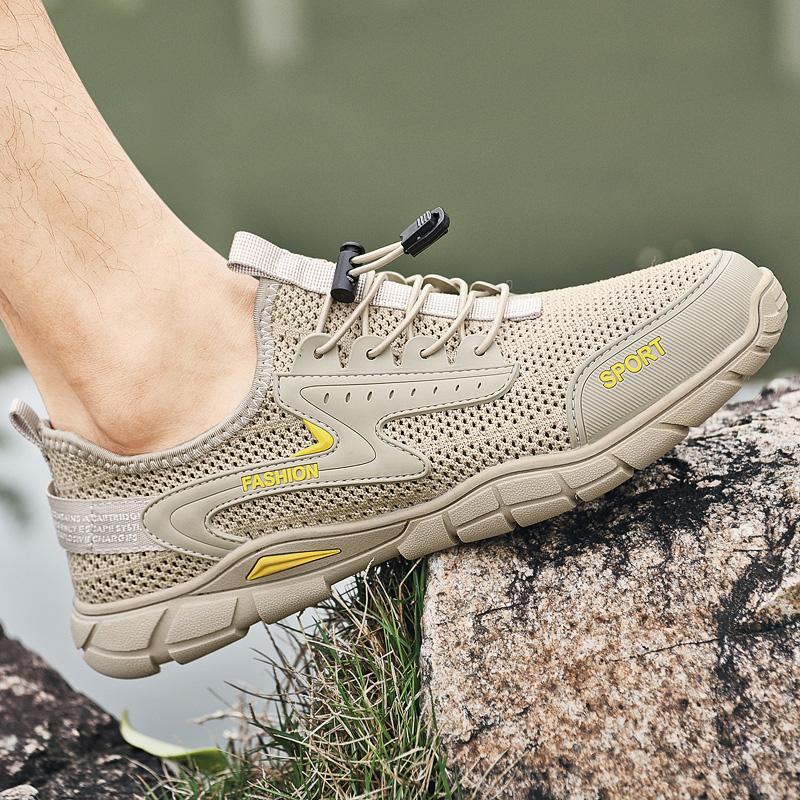 Мужские кроссовки для ходьбы, уличные, противоскользящие, износостойкие сетчатые туфли, летние, легкие, с эластичной лентой, обувь для ходьбы по воде, размер 38-46