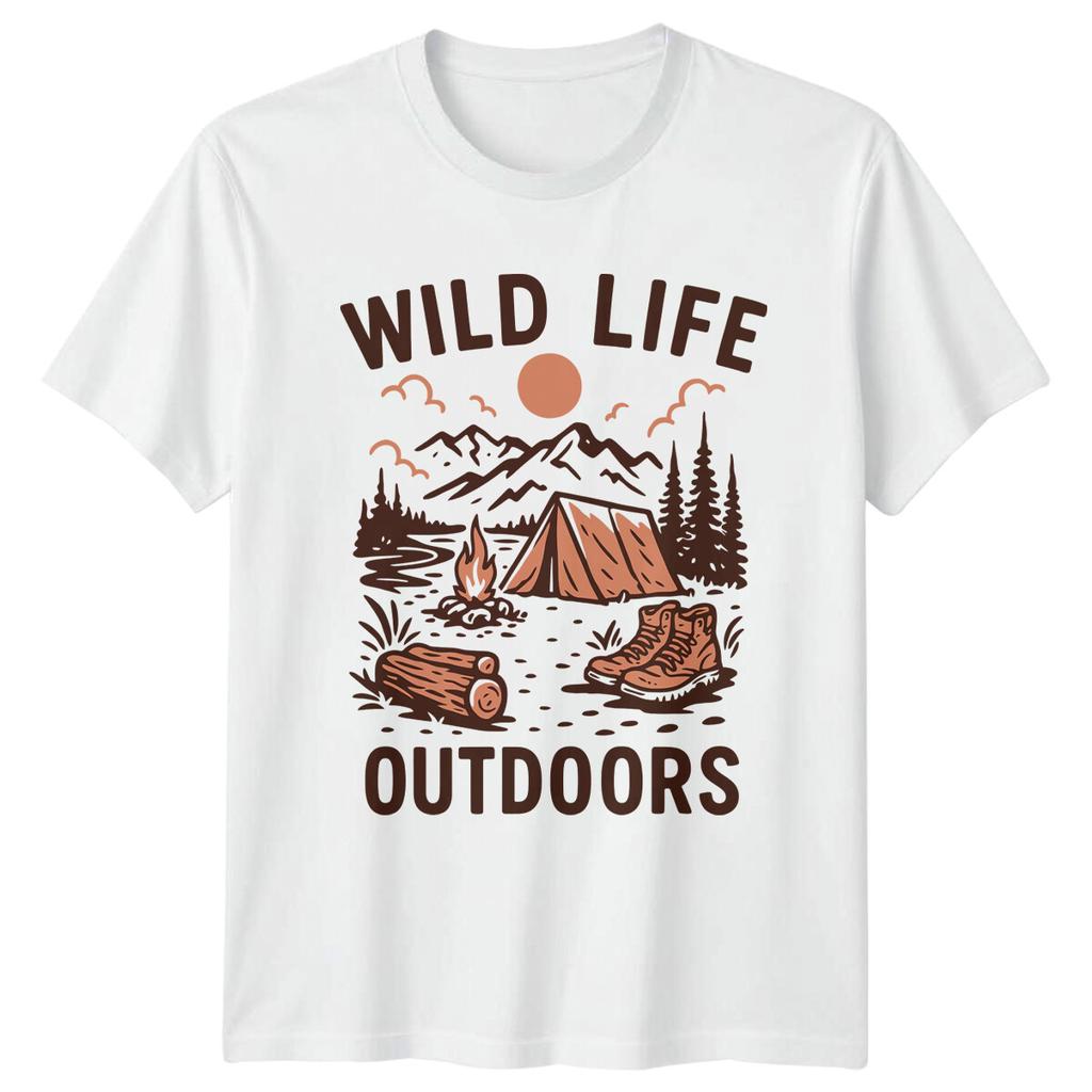 Wild Life Outdoors Кемпинг Мужская Футболка Женская Футболка с Принтом Унисекс Топ