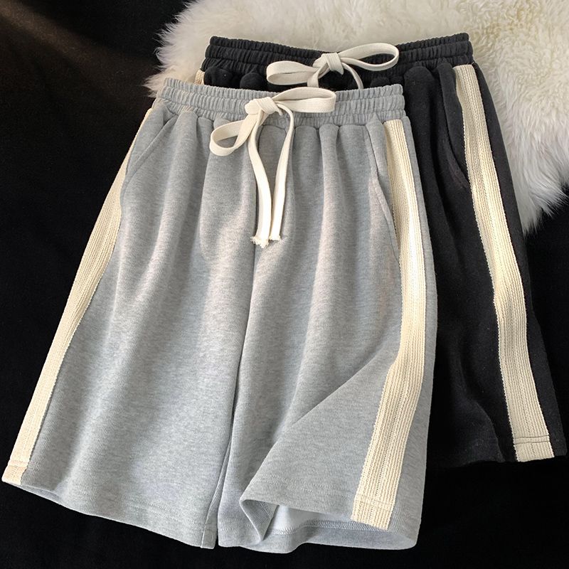 Свободные брюки с широкими штанинами, универсальные повседневные спортивные шорты, стройнящие прямые брюки длиной до середины икры