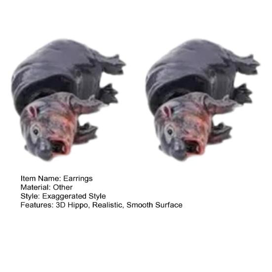 1 пара сережек-гвоздиков в виде бегемота, реалистичные 3D-фигурки животных, серьги-крючки, индивидуальные висячие серьги в преувеличенном стиле, украшения для ушей