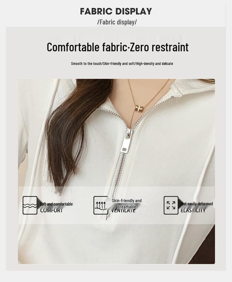 Stylish Slim-Fit Women's Hoodie: Lightweight Cotton, Long-Sleeve, Zip-Up Design for Spring & Summer.