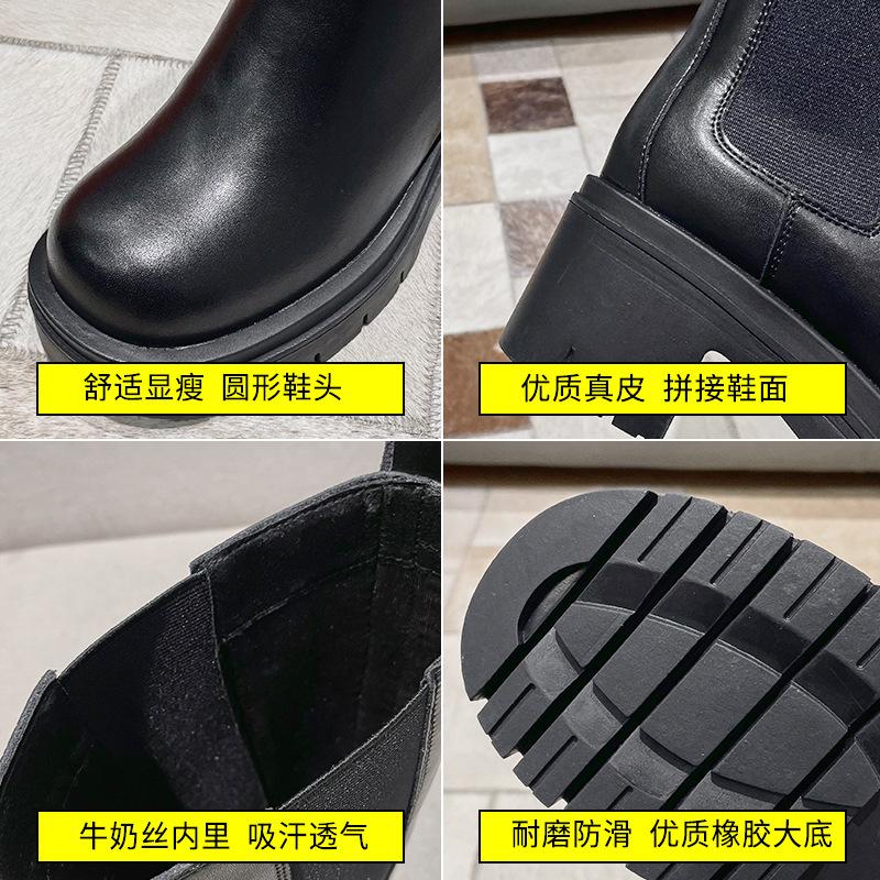 Изготовление на заказ женских сапог Мона, но сапоги до колена, кожаные сапоги-сигареты на толстой подошве, сапоги Мартин в европейском и американском стиле