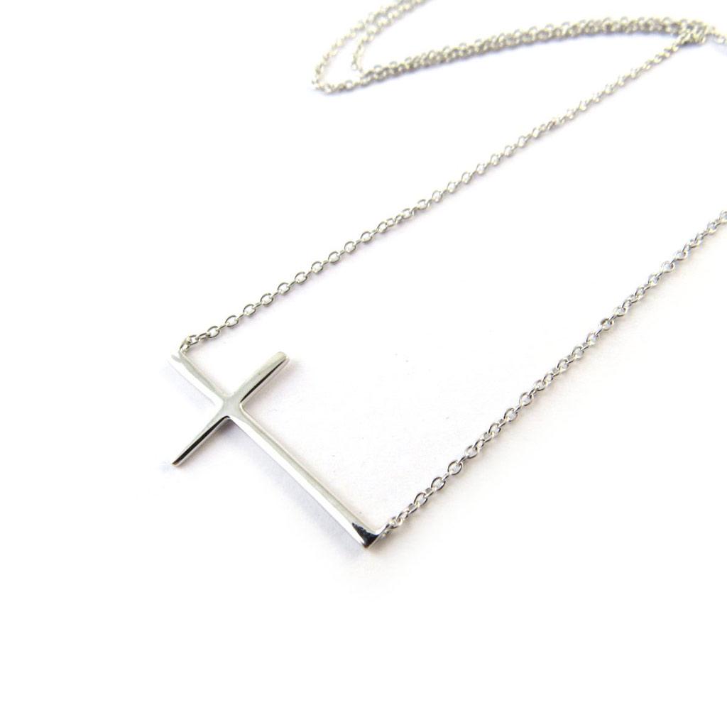 Les Trésors De Lily [N6864] - Silver 'Cross' Necklace (rhodium-plated) - 22x17 Mm