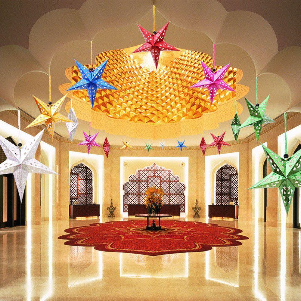 Fashion Home Festival Christmas Hanging Pentagram Star Xmas Ornament Tree Decoration Lamp Shade