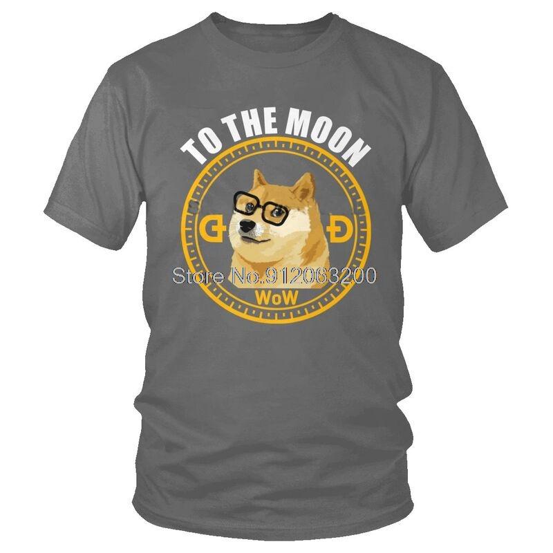 To Dogecoin The Moon T Shirt Unisexs Cotton Printed Tshirts Fashion Tshirt Short Sleeve Bitcoin Cryptocurrency Art Tees Tops