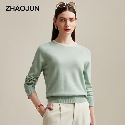 Женский джемпер Zhaojun из чистого кашемира с круглым вырезом