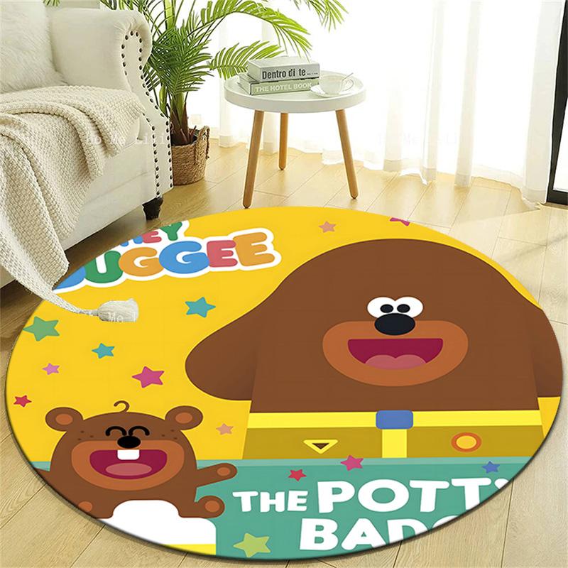 1pc Hey Duggee2 Design Printed Area Round Carpet for Bedroom Living Room Home Decor Rugs Mat Non Slip Mat Rug for Bedside