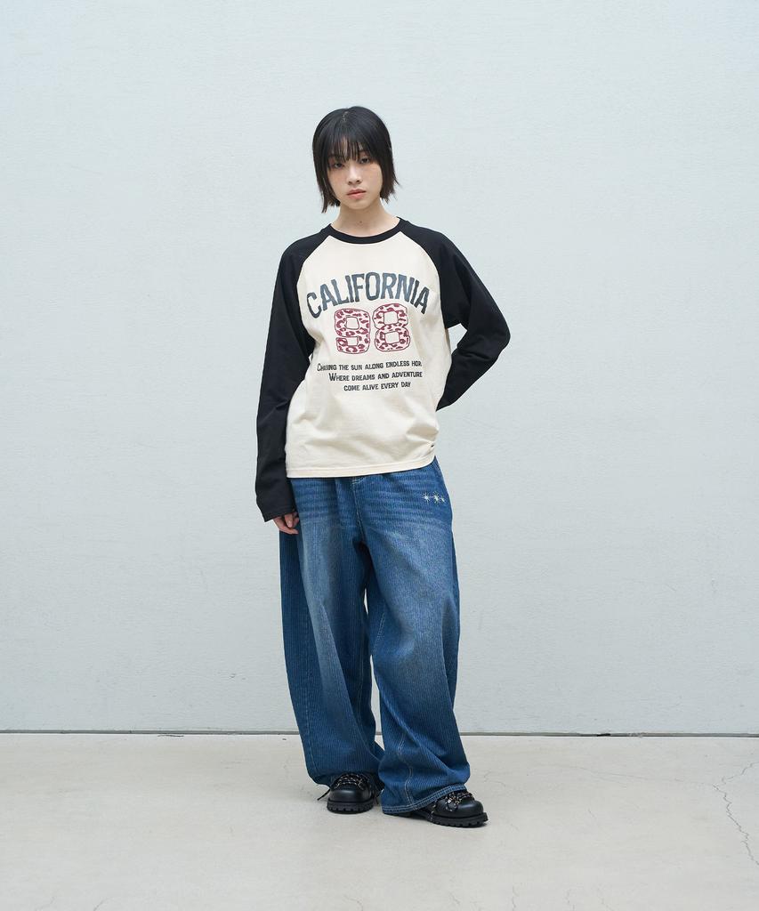 SUPERSUB 98 California Raglan Long Sleeve T-Shirt - Cream/Black