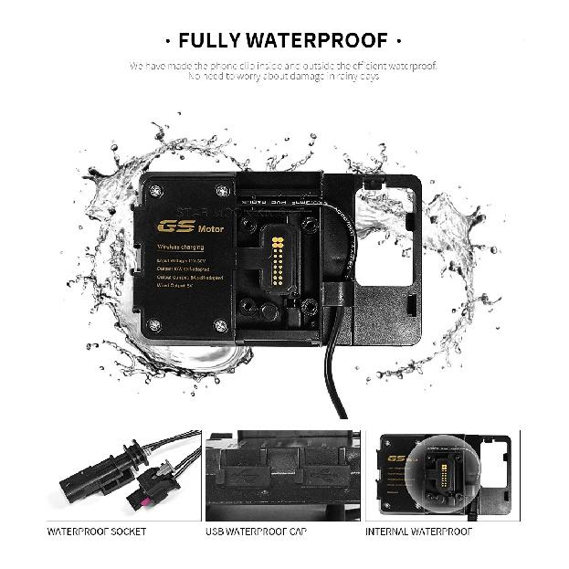 For BMW GS 1200 1250 R1250GS LC Adventure R1200GS F850GS F900XR Wireless Charger USB Navigation Bracket Mobile Phone Holder 12MM