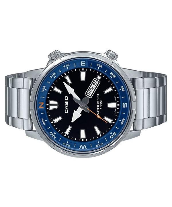 Casio Стандартные аналоговые кварцевые мужские часы из нержавеющей стали с черным циферблатом MTD-130D-1A2V 100M