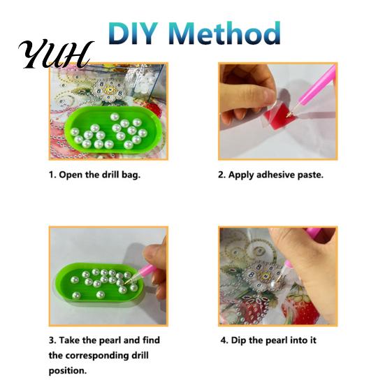 Stress Relief Craft Hobbies Luxury Faux Pearl Rhinestone Painting Kit, 25x25cm DIY Resin Art with Animal And Supplies for Relaxation Floral Patterns,