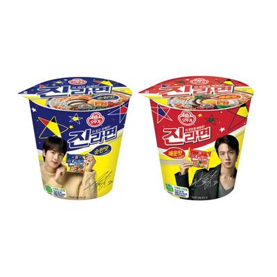 Ottogi Джин Рамен Чашка (Мягкий / Острый) 65г — издание BTS Джин (9 вариантов)