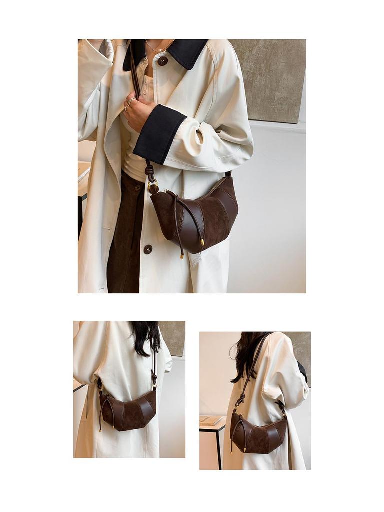 Ретро Матовая Женская Сумка Кроссбоди Круассан - Новая Мода 2025 Повседневная Нишевая Сумка на Плечо