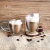 2Pcs Glass Cup Double Layer Reusable Transparent Sweet Beverage Coffee Mug for Household