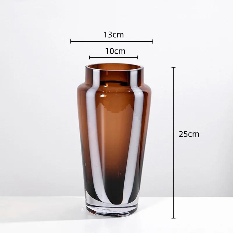 Стеклянная ваза коричневого цвета, прозрачная, геометрическая, толстое стекло, гидропоника, террариум, цветочные композиции, аксессуары, украшение дома
