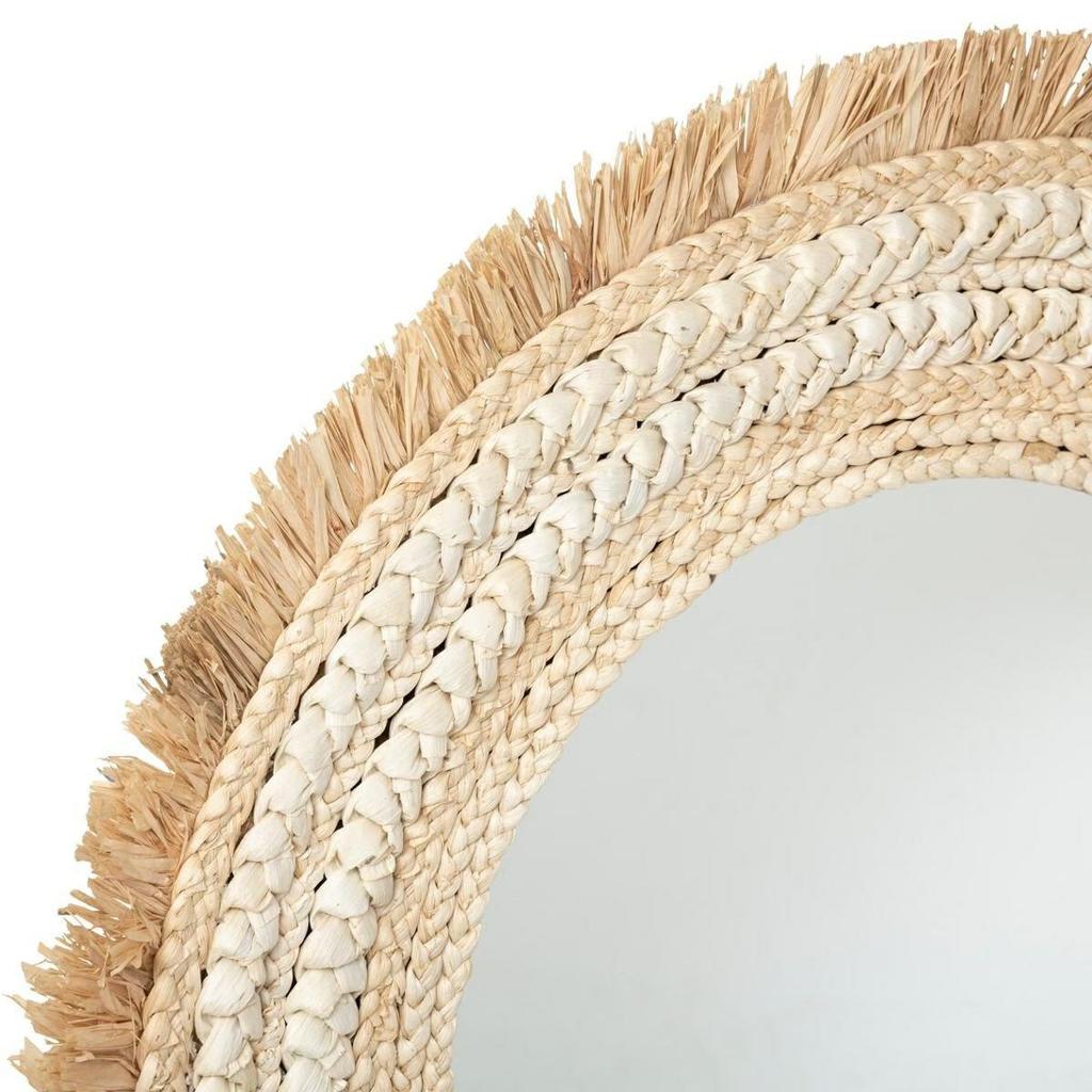 Celia MIRROR round 68cm RAPHIA FRAME natural mirror 36.2cm