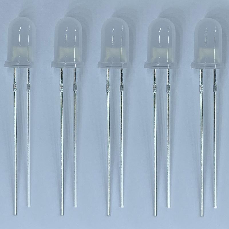 5mm Foggy Round Head LED Lamp Beads - White, Red, Yellow, Blue, Green - High Brightness Direct Plug
