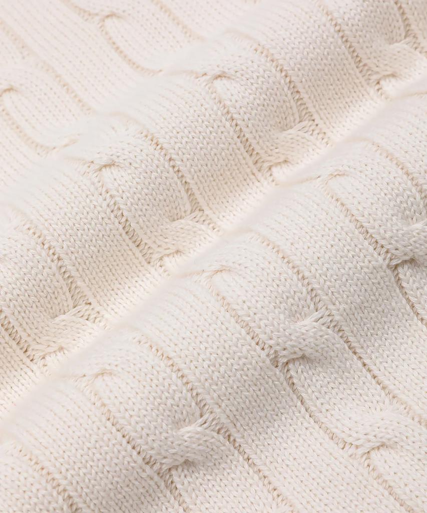 LENGAGEMENT Classic Cotton Round Neck Cable Knit [Ivory]