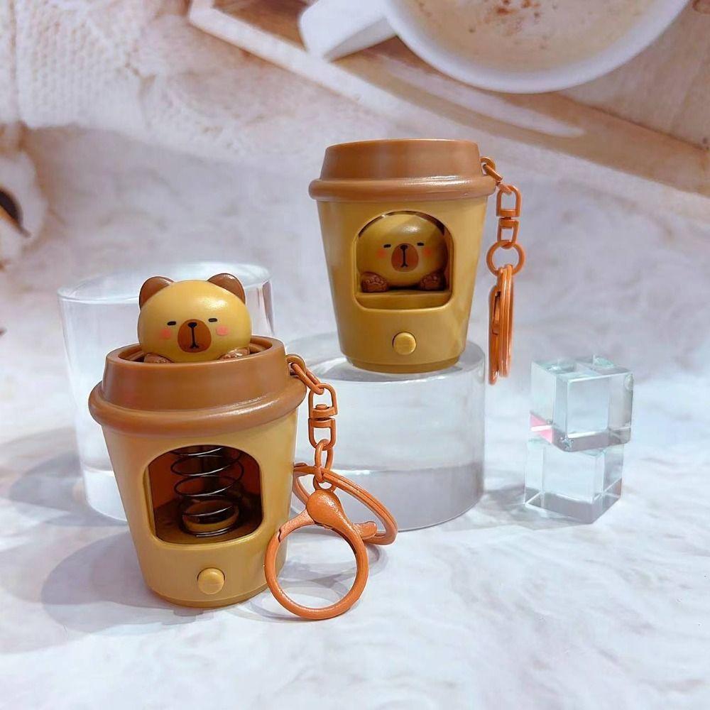 Bounce Car Keyring Panda Capybara Pendant Unique Cartoon Animals Dolls  Charms