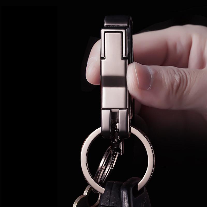Belt Passable Car Keychain Men's Creative Zinc Alloy High Quality Anti-Lost Dual Keyring Key Pendant Accessories