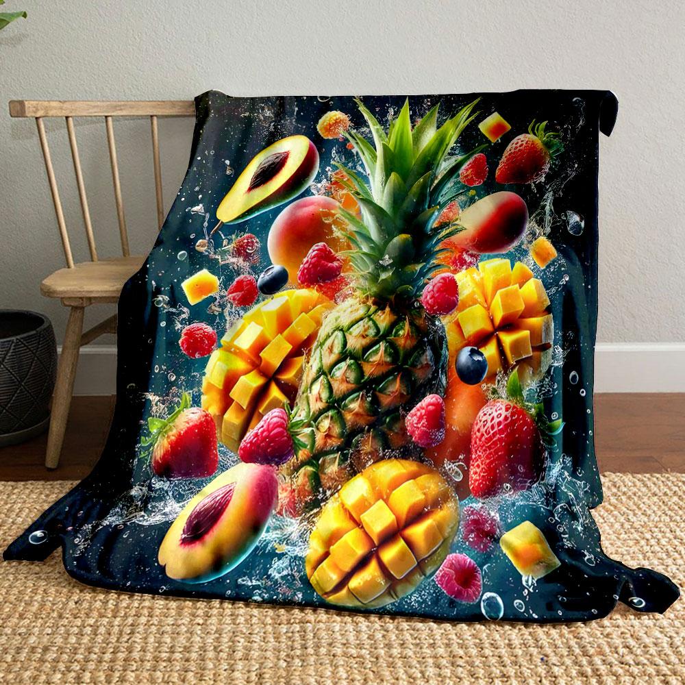 Tropical Fruits Splash Design print blanket soft and cozy perfect for the living room bed sofa or a nap,gift
