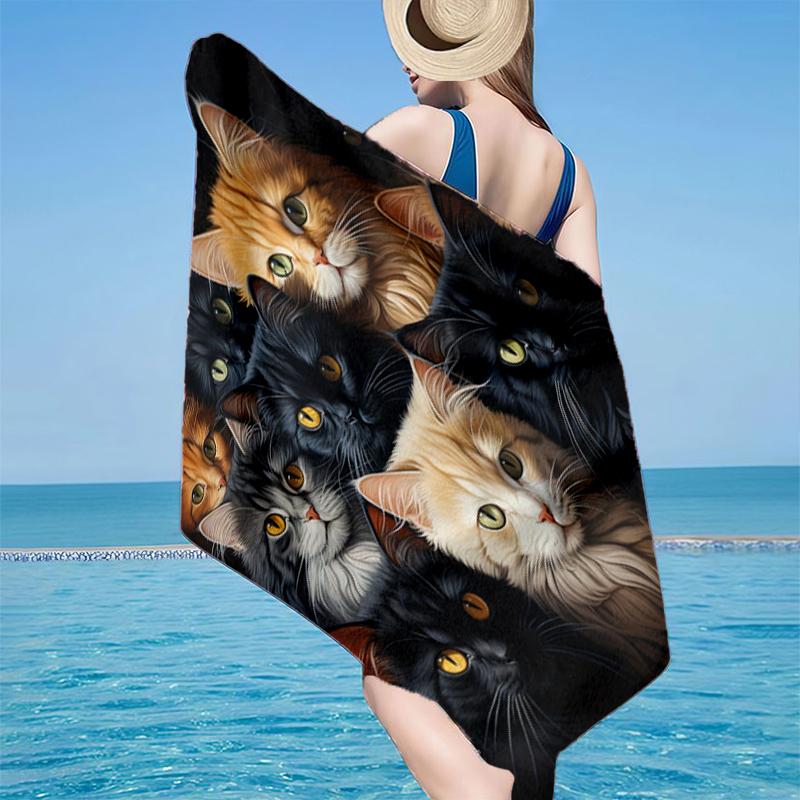 Crystal Cats Fantasy Beach Towel, Super Soft Microfiber, Gift for Her/Him, Birthday, for Pool, Beach, Travel, Home Decor Fan gifts