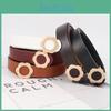 Trendy Pu Leather Waist Belt Women Flower Shaped Alloy Buckle Outdoor Decoration