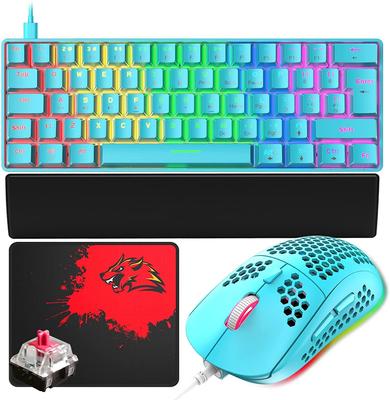 MambaSnake Механическая игровая клавиатура UK 62 клавиши LED USB Полностью съемная Идеально подходит для геймеров и 6400DPI игровая мышь с ковриком для мыши Совместима с ПК