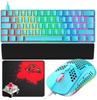 MambaSnake Mechanical Gaming Keyboard UK 62 Key LED USB Full Detachable Ideal for Gamers and 6400DPI Gaming Mouse with Mouse Pad Compatible with PC