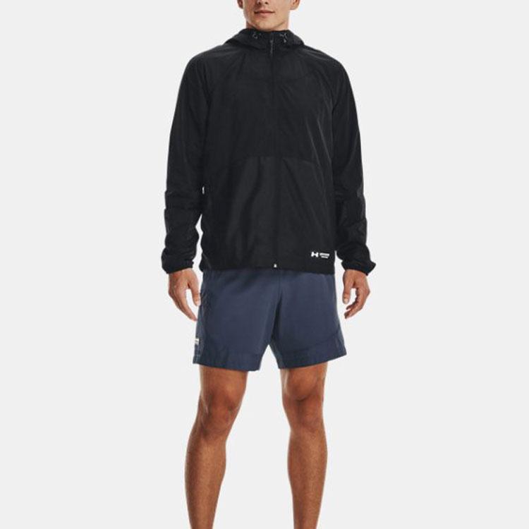 Under Armour Куртка мужская с капюшоном и завязками на шнурке, однотонная, с логотипом, черная 1377181-001