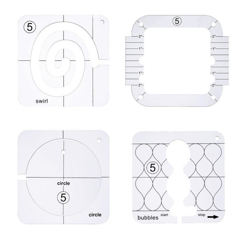 4 шт. Шаблоны для квилтинга Прозрачная акриловая линейка для квилтинга Линейка для квилтинга свободной стежкой Трафареты Швейная линейка Инструмент для пэчворка