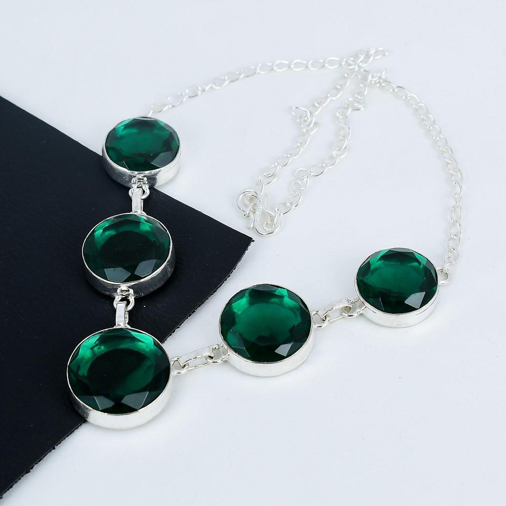 Удивительный зеленый турмалин драгоценный камень ожерелье ручной работы из стерлингового серебра 925 пробы, серебряное ожерелье с зеленым турмалином для жены, ожерелье унисекс подарок на день рождения