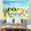Bluey Print Tapestry, Backdrop, Easy Setup, Ideal for Bedroom, Office & Living Room, with Aesthetic Wall Hanging Decor.