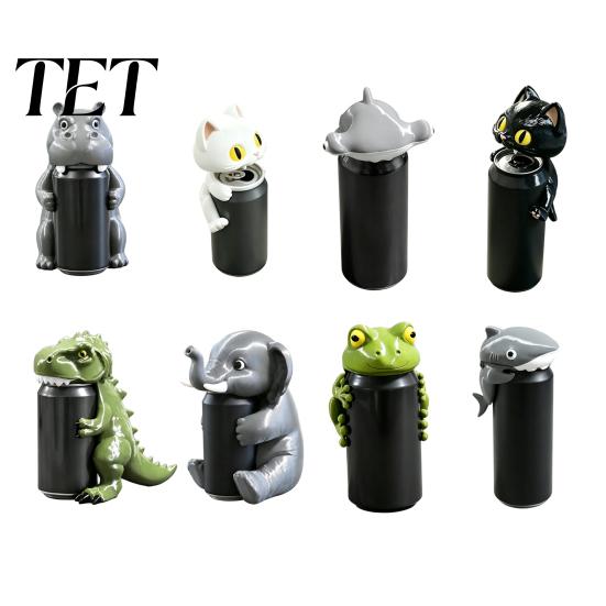 Eco Friendly Can Seal Reusable Animal Soda Lids for 375ml Standard Cans, 3D Printed Frog Dinosaur Fitment Shark Beverage Toppers Dust Protection