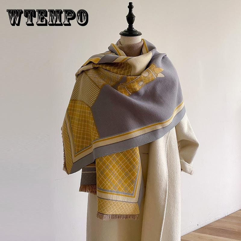 Vibrant Orange British Style Horse Pattern Scarf - Soft, Thick, Warm, and Oversized Wrap for Women - Perfect Winter Accessory