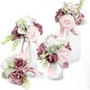4 букета готовых маленьких цветочных свадебных цветов из пыльной розы, мини-букеты для подружек невесты, центральные украшения для свадебного стола и подружек невесты