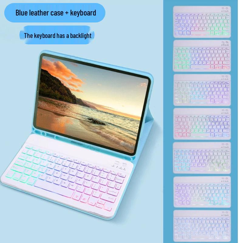 Съемный чехол-клавиатура для iPad с держателем для стилуса и 7-цветной подсветкой