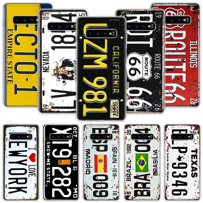 Retro License Plate Number 66 Phone Case For Samsung Galaxy S26 S25 Edge S24 S23 FE S22 Ultra S21 Plus S20 + Fundas Cover Coque
